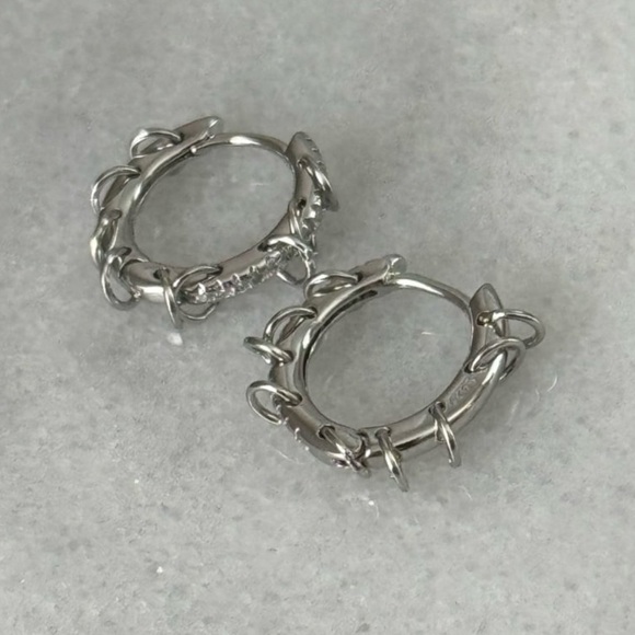 Sterling Silver Crystal Pave Chain Dangle Hoop Earrings 

Brand New - Picture 2 of 5